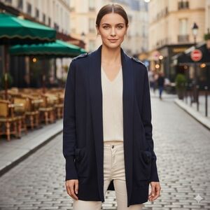 Banana Republic Women's Navy Quiet Luxury Preppy Merino Wool Caridgan Size S